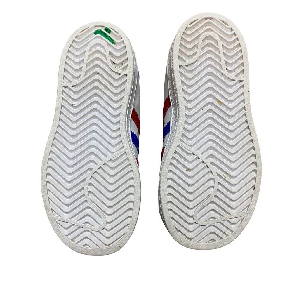 Adidas Originals Superstar White Blue Shoes Size Kids 8K Toddler - Picture 5 of 6